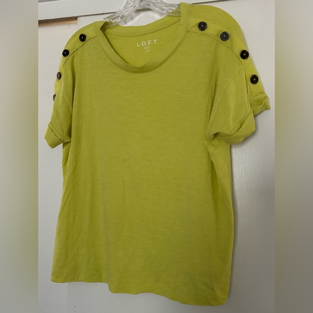 The Loft Petite Large Bright Neon Cotton Top Short Sleeve